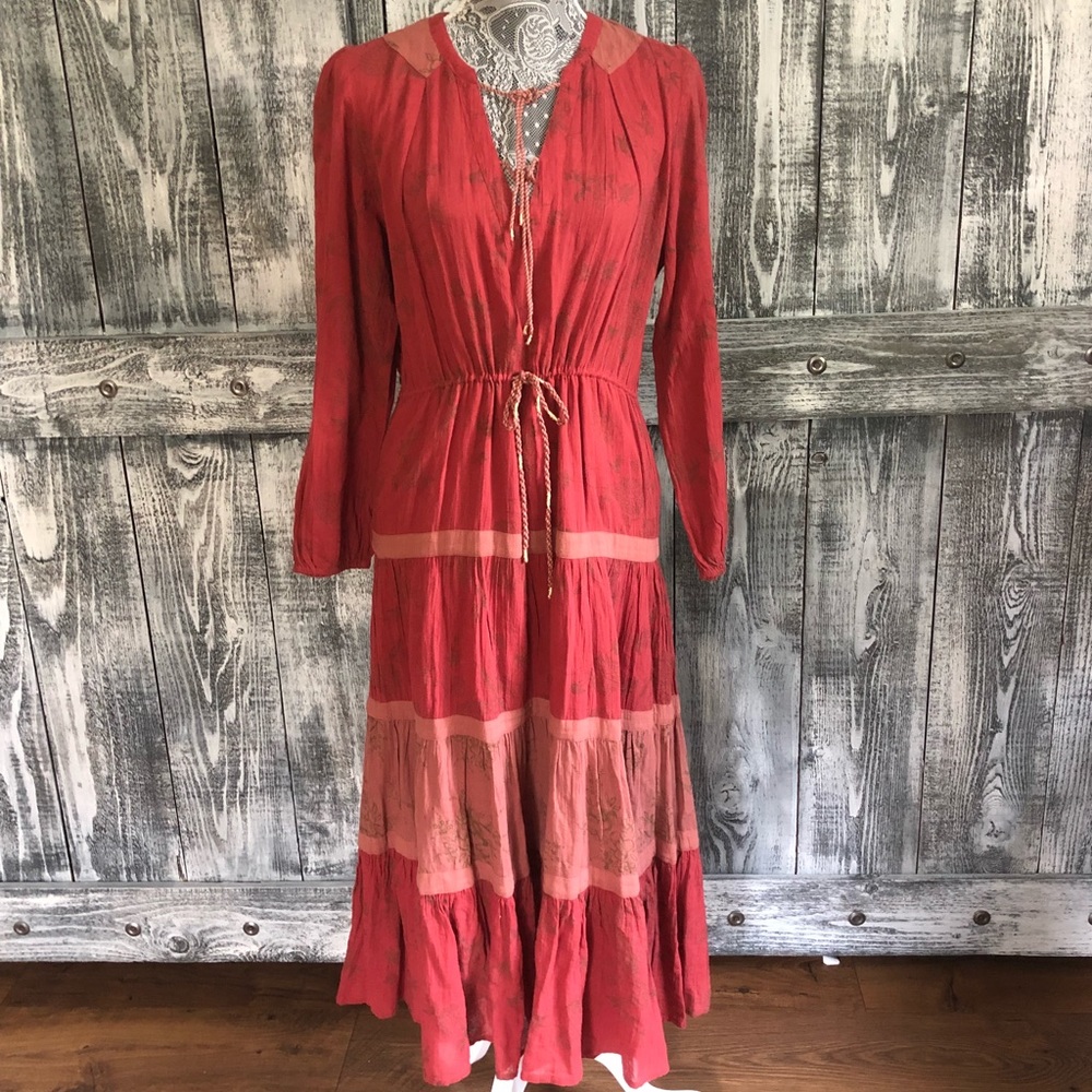Ulla Johnson Rust Print Boho Gauze Dress NWT
